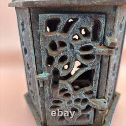 Vintage Japanese Ikebana Cast Iron Butterflies Hanging Pagoda Lantern