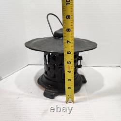 Vintage Japanese Lantern Cast Iron Garden Lamp Birds Bamboo Motif Candle Pagoda