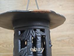 Vintage Japanese Lantern Cast Iron Garden Lamp Birds Bamboo Motif Candle Pagoda