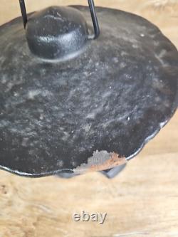 Vintage Japanese Lantern Cast Iron Garden Lamp Birds Bamboo Motif Candle Pagoda