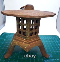 Vintage Japanese Style Heavy Cast Iron Garden Lantern Pagoda Rustic