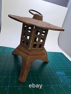Vintage Japanese Style Heavy Cast Iron Garden Lantern Pagoda Rustic