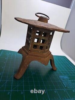 Vintage Japanese Style Heavy Cast Iron Garden Lantern Pagoda Rustic