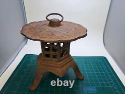 Vintage Japanese Style Heavy Cast Iron Garden Lantern Pagoda Rustic