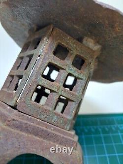 Vintage Japanese Style Heavy Cast Iron Garden Lantern Pagoda Rustic