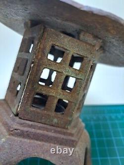 Vintage Japanese Style Heavy Cast Iron Garden Lantern Pagoda Rustic