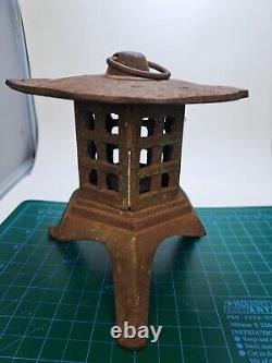 Vintage Japanese Style Heavy Cast Iron Garden Lantern Pagoda Rustic