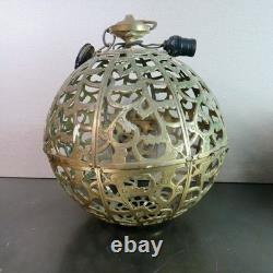 Vintage Karakusa Pierced Brass Japanese Globe Temple Lantern 13 HUGE