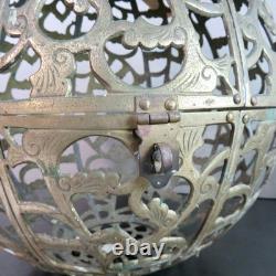Vintage Karakusa Pierced Brass Japanese Globe Temple Lantern 13 HUGE