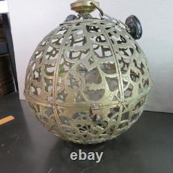 Vintage Karakusa Pierced Brass Japanese Globe Temple Lantern 13 HUGE