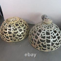 Vintage Karakusa Pierced Brass Japanese Globe Temple Lantern 13 HUGE