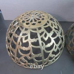 Vintage Karakusa Pierced Brass Japanese Globe Temple Lantern 13 HUGE