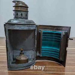 Vintage Kilbourn-Sauer Green Fresnel Glass Oil Lantern