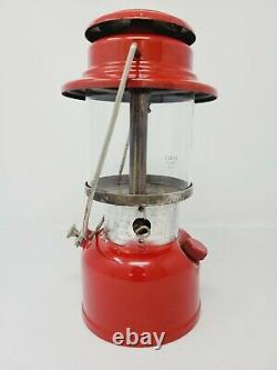 Vintage Lantern Coleman Rare Red Model 335 With Pyrex Glass Globe