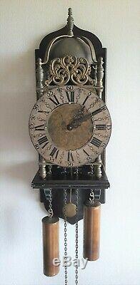 Vintage Lantern Wall Clock English Style Wooden Mount Pendulum Weights Hermle