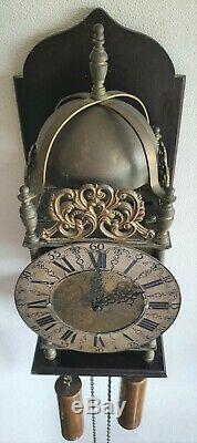 Vintage Lantern Wall Clock English Style Wooden Mount Pendulum Weights Hermle