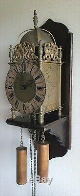 Vintage Lantern Wall Clock English Style Wooden Mount Pendulum Weights Hermle