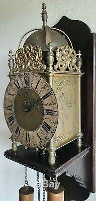 Vintage Lantern Wall Clock English Style Wooden Mount Pendulum Weights Hermle