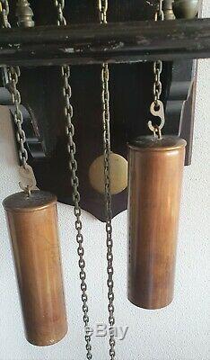 Vintage Lantern Wall Clock English Style Wooden Mount Pendulum Weights Hermle