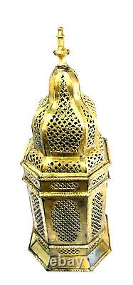 Vintage Large 28 Mid Century Pierced Brass Moroccan Candle Lantern