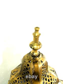 Vintage Large 28 Mid Century Pierced Brass Moroccan Candle Lantern