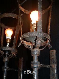 Vintage Large French wrought iron sconces Lanterns France 2 pairs available