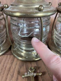 Vintage Lot Of 4 Brass Ship Lanterns Read