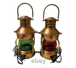 Vintage Maritime Antique Light Boat Marine Copper Glass Lantern Brass Ship lamp