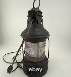 Vintage Maritime Steel & Brass Anchor Light Lamp Lantern Converted Electric 14