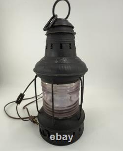 Vintage Maritime Steel & Brass Anchor Light Lamp Lantern Converted Electric 14