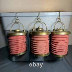 Vintage Metal Fabric Collapsible Accordion Lantern Asian Candle Lamp India