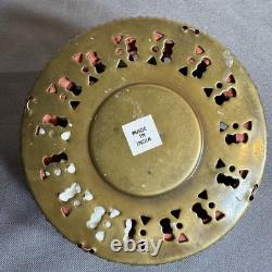 Vintage Metal Fabric Collapsible Accordion Lantern Asian Candle Lamp India