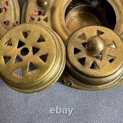 Vintage Metal Fabric Collapsible Accordion Lantern Asian Candle Lamp India