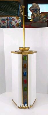 Vintage Mid Century Church Lantern Hanging Light withLucite Colored Jeweled Rocks