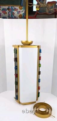 Vintage Mid Century Church Lantern Hanging Light withLucite Colored Jeweled Rocks
