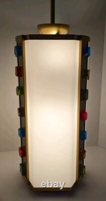 Vintage Mid Century Church Lantern Hanging Light withLucite Colored Jeweled Rocks