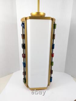 Vintage Mid Century Church Lantern Hanging Light withLucite Colored Jeweled Rocks