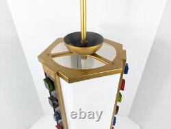 Vintage Mid Century Church Lantern Hanging Light withLucite Colored Jeweled Rocks