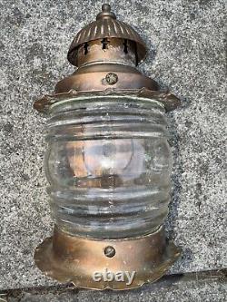 Vintage Mission Copper Porch Light Fixture Glass Patina Reclaimed Lantern Style