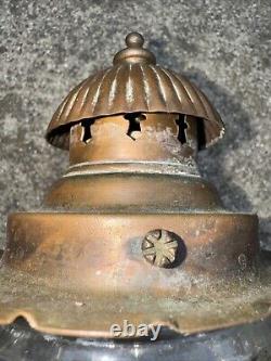 Vintage Mission Copper Porch Light Fixture Glass Patina Reclaimed Lantern Style