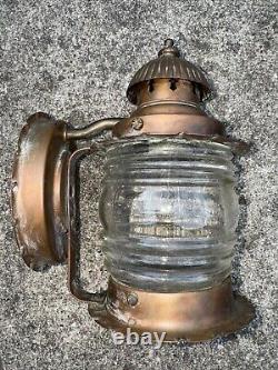 Vintage Mission Copper Porch Light Fixture Glass Patina Reclaimed Lantern Style