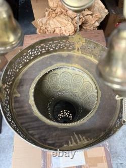 Vintage Moroccan Perforated And Finely Engraved Thick Solid Brass Lantern