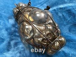 Vintage Murano Bubble Caged Glass Lantern Pendant Hanging Ceiling Light Fixture