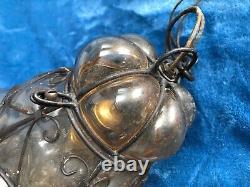 Vintage Murano Bubble Caged Glass Lantern Pendant Hanging Ceiling Light Fixture