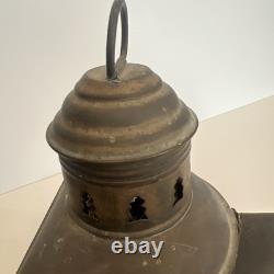 Vintage National Marine Lamp Co. Ship Lantern Fresnel Glass New York Red Blue