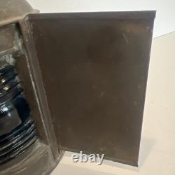 Vintage National Marine Lamp Co. Ship Lantern Fresnel Glass New York Red Blue