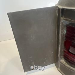 Vintage National Marine Lamp Co. Ship Lantern Fresnel Glass New York Red Blue