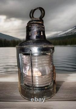 Vintage National Marine Lamp Co. Ship Lantern with Fresnel Glass New York Vintage National Marine Lamp Co. Ship Lantern with Fresnel Glass New York