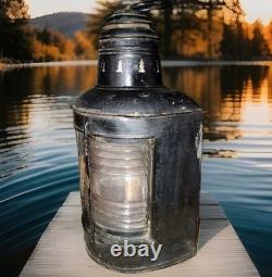Vintage National Marine Lamp Co. Ship Lantern with Fresnel Glass New York