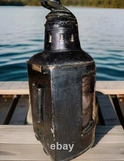 Vintage National Marine Lamp Co. Ship Lantern with Fresnel Glass New York